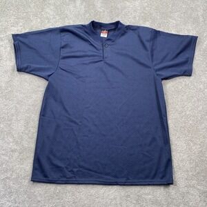 Alleson Athletic Mesh Pro Cut Baseball Shirt Short Sleeves Men's Size L Blue